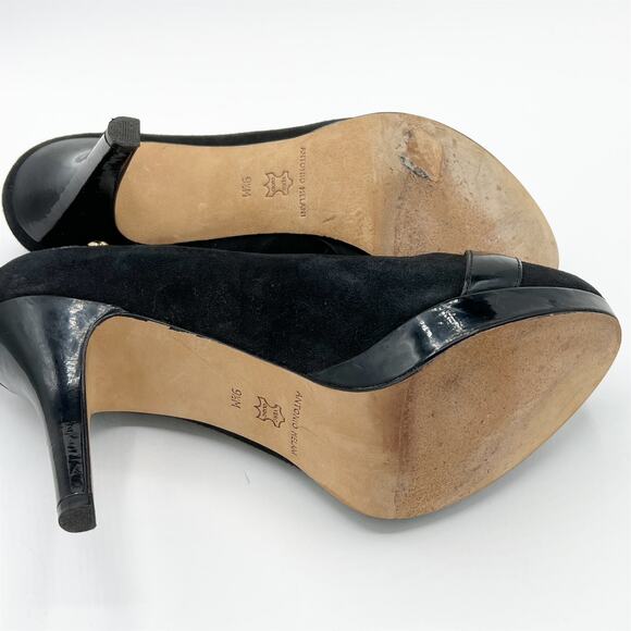 Antonio Melani Round Toe Platform Suede Leather Pumps Black 9.5 - Picture 5 of 10